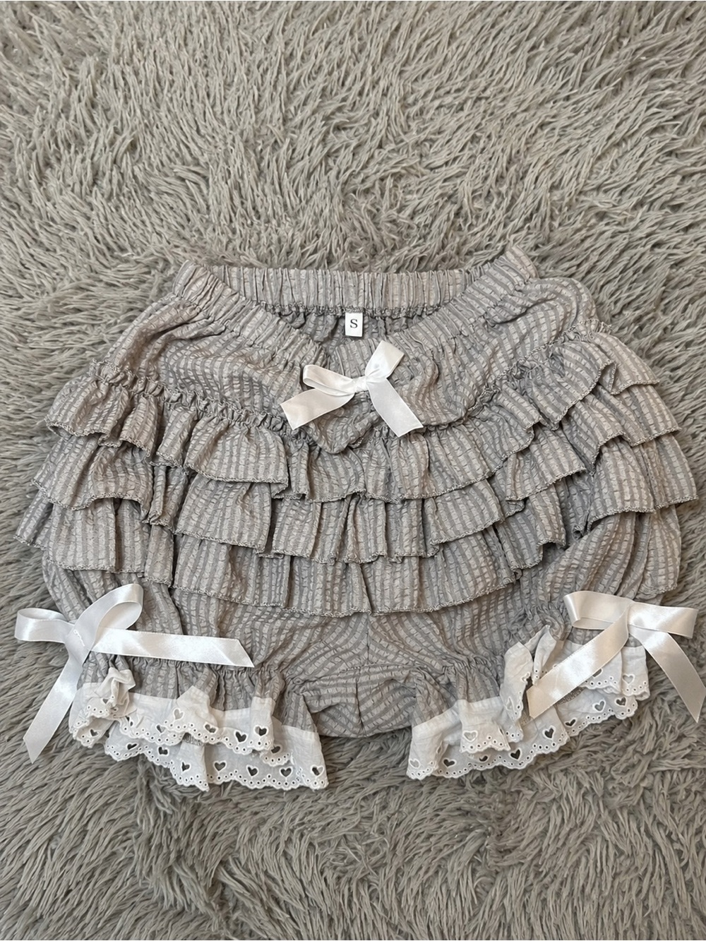 Women Lolita Bloomers Y2K Lace Trim Ruffle Shorts Kawaii Elastic Waist Layered
